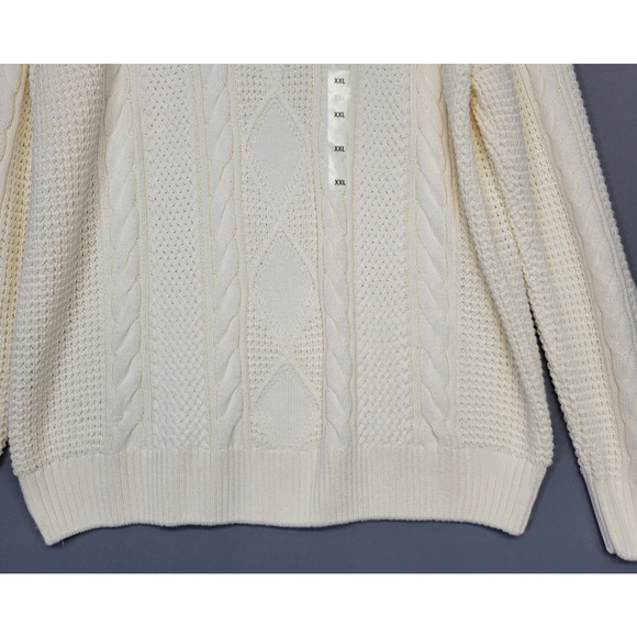 Sonoma Sweater Mens XXL Cream Ivory Cable Knit Pullover Crewneck Long Sleeves - Picture 8 of 16